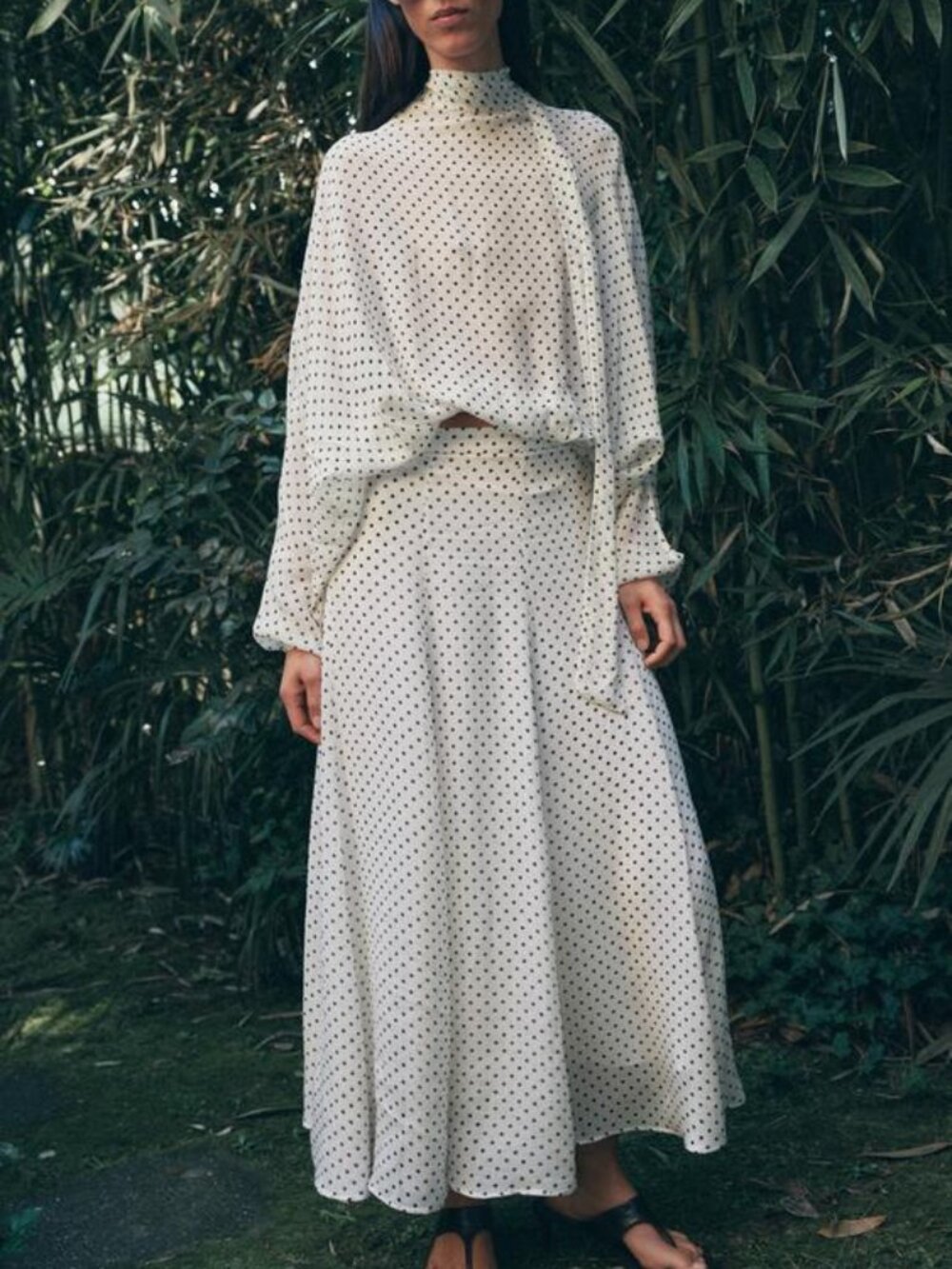 ZARA ZW COLLECTION POLKA DOT MIDI SKIRT - Picture 7 of 16